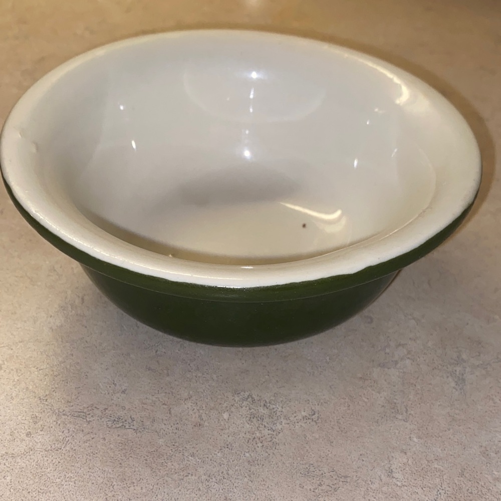 HALL Vintage White + Green Ceramic Bowl